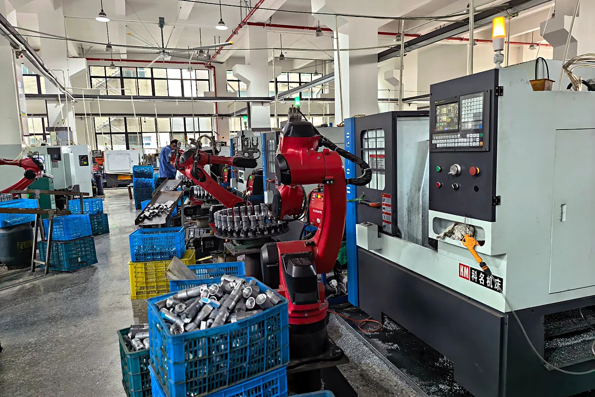 CNC machining cell with robotic loading at East Pneumatic